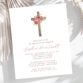Budget Bloemen Roze Gouden Kruis Meisje Doop Uitno