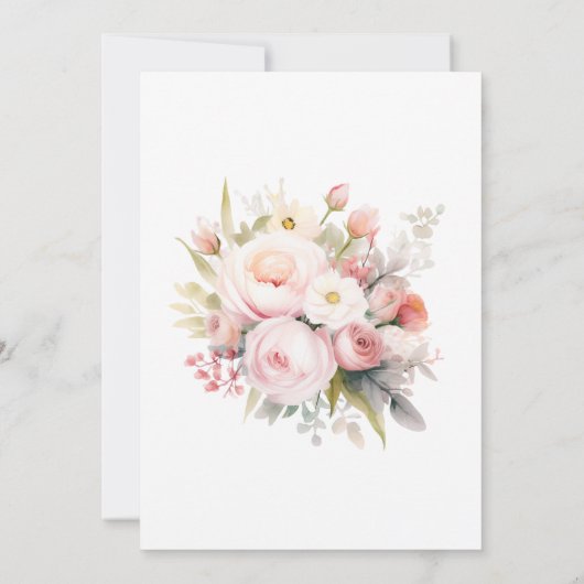 Budget Bloemen Roze Huwelijk Kaart (Achterkant)