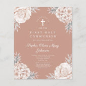 Budget Bloemen Roze Pioenrozen Kruis Eerste Commun (Voorkant)