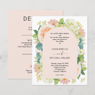 Budget Bloemen Roze Trouw Alles-in-één Uitnodiging