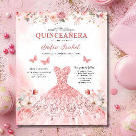 Budget Bloemen Roze Tweetalig Spaans Quinceanera