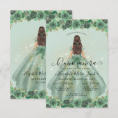 Budget Bloemen Salie Groen Goud Prinses Quinceaner Notitiekaartje (Voorkant / Achterkant)