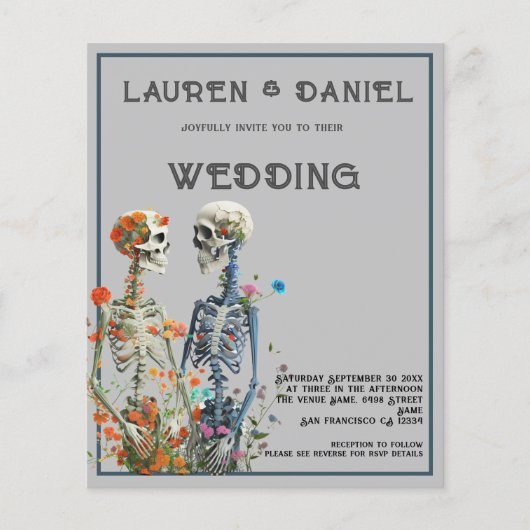 Budget Bloemen Skelet Minimalistische QR Code Brui (Voorkant)