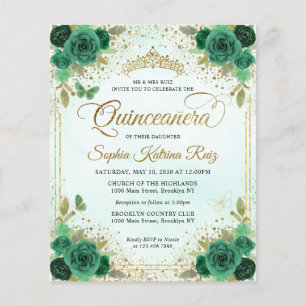 Budget Bloemen Smaragd Groen Glam Goud Quinceañera