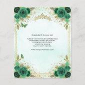 Budget Bloemen Smaragd Groen Glam Goud Quinceañera Flyer (Achterkant)