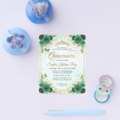 Budget Bloemen Smaragd Groen Glam Goud Quinceañera Flyer (Enkel)
