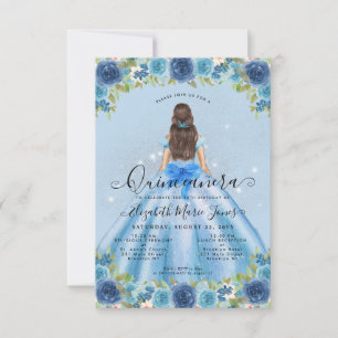 Budget Bloemen Stoffig Blauw Glam Prinses Quincean Notitiekaartje