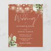 Budget Bloemen Terracotta Foto Trouw Uitnodiging (Voorkant)