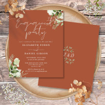 Budget Bloemen Terracotta Uitnodiging voor Verlovi