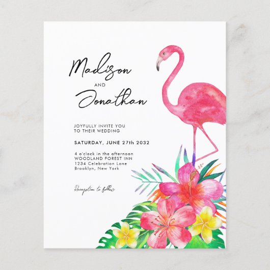 BUDGET Bloemen Tropisch Paradijs Flamingo Bruiloft (Voorkant)