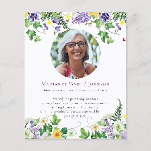 Budget Bloemen Viering van het leven Begrafenis Flyer (Achterkant)