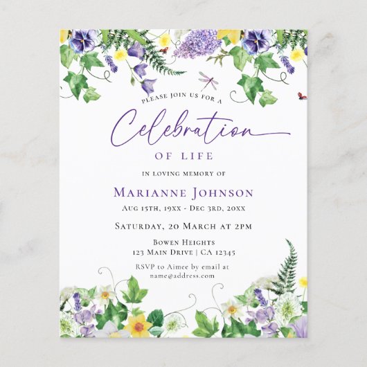 Budget Bloemen Viering van het leven Begrafenis Flyer (Voorkant)