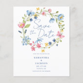 Budget Bloemen Waterverf Bruiloft Save The Date Flyer (Voorkant)