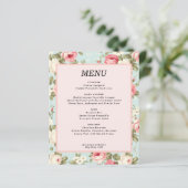 Budget  Bloemen Wedding Menu Kaart (Staand voorkant)