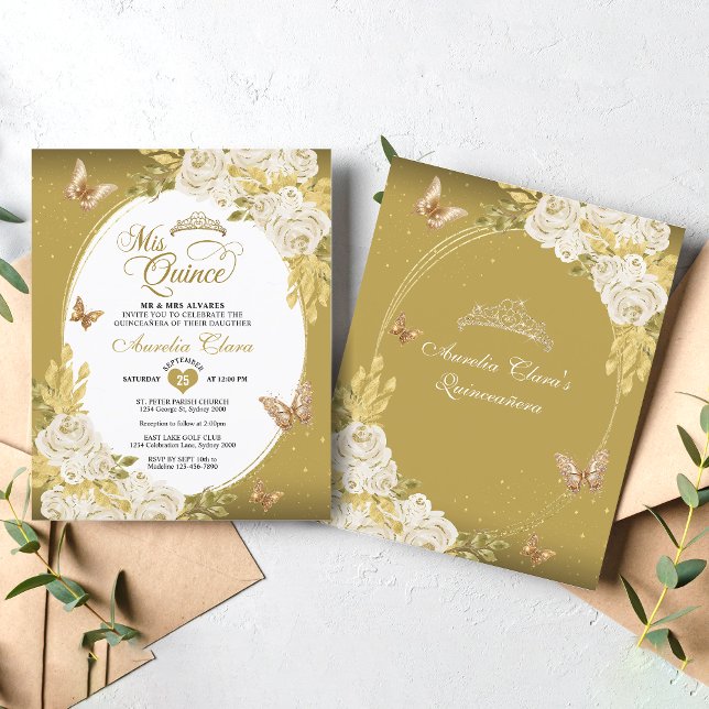 BUDGET Bloemen Wit Goud Tiara Mis Quinceañera (Creator heeft geüpload)