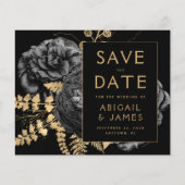 Budget Bloemen Zwart Goud Trouwen Save the Date (Voorkant)