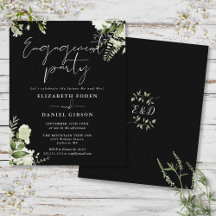 Budget Bloemen Zwart Witte Trouwfeest Uitnodiging