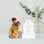 Budget bloemenblad foto's trouwuitnodiging (Staand voorkant)