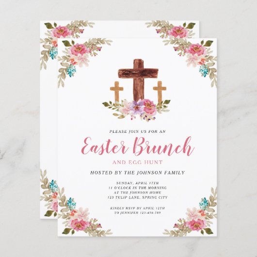 Budget Bloemend Religieus Kruis Pasen Brunch Uitno (Voorkant / Achterkant)