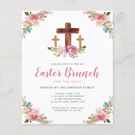 Budget Bloemend Religieus Kruis Pasen Brunch Uitno (Voorkant)