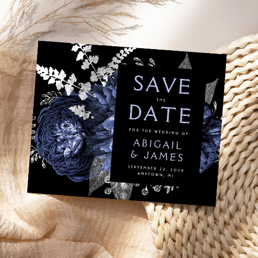 Budget Bloemendecor Navyblauw Zilver Save the Date