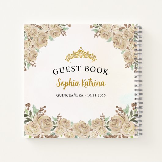 Budget Bloemengoud Prinses Quinceanera Gastboek Notitieboek (Achterkant)