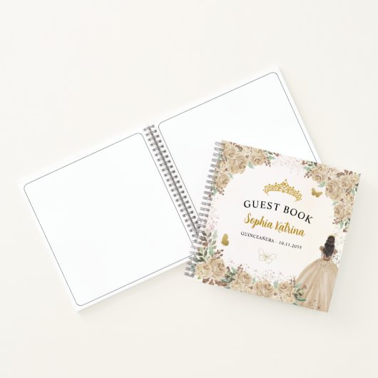 Budget Bloemengoud Prinses Quinceanera Gastboek Notitieboek (Binnen)