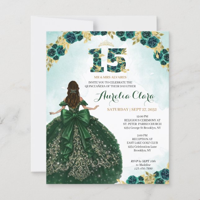 BUDGET Bloemengroen Prinses Coquette Quinceanera (Voorkant)