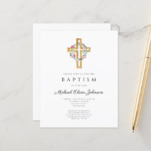 Budget Bloemenkrans Kruis Doop Uitnodiging