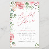 Budget bloemenroze script bruids douche uitnodigin flyer (Voorkant)
