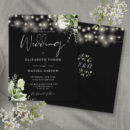 Budget Bloemenverlichting Zwart Bruiloft Uitnodigi