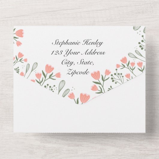 Budget Bloemhartens Alles-in-één Trouw Uitnodiging (Achterkant)