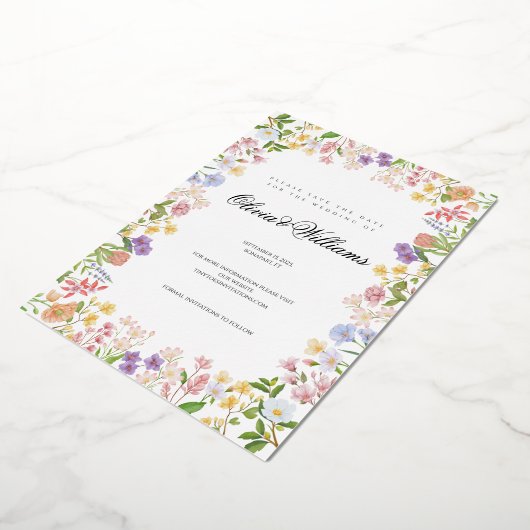 Budget bloemige elegante script bruiloft uitnodigi folie uitnodiging (Gedraaid)