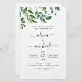 Budget bloemige groene trouwkaarten (Voorkant / Achterkant)