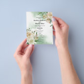 Budget bloemige Huwelijks Programmakaart. Flyer (Hand)