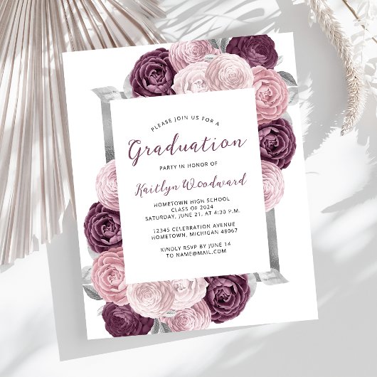 Budget Bloemige Mauve Blush Zilver Afstuderen