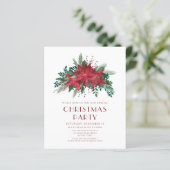 Budget Bloemige Poinsettia Kerstfeest Uitnodiging (Staand voorkant)
