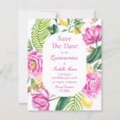 Budget Bloemige Quinceañera Save The Dates (Voorkant)