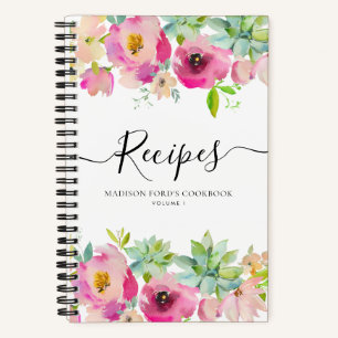 Budget Bloemige Roze Succulent Keuken Recept Notitieboek