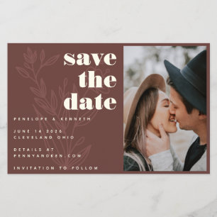Budget Bloemige Warme Rustieke Foto Save The Date