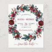 BUDGET bloemige winterkerstbruiloft datum Flyer (Voorkant)