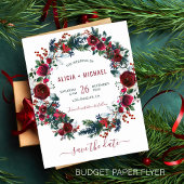BUDGET bloemige winterkerstbruiloft datum Flyer