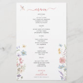 Budget bloemrijke elegante trouwmenu flyer (Voorkant)