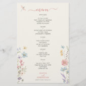 Budget bloemrijke elegante trouwmenu flyer (Voorkant)