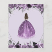 Budget Bloemrijke Paarse Prinses Sweet 16 Uitnodig (Achterkant)