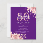 Budget Bloemrijke Verjaardagsfeest Roze Goud Paars Kaart (Voorkant)