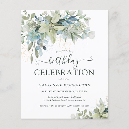 Budget Bloemstuk Eucalyptus Verjaardagsfeestje (Voorkant)