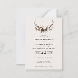 budget bloemstuk herten bruinrode trouwkaart save  notitiekaartje