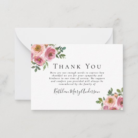 BUDGET Bloemstuk Rouwen Dankbetuigingkaart  Notitiekaartje (Voorkant)