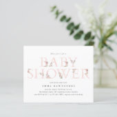 Budget bloemtype meisjes babyshower uitnodiging (Staand voorkant)